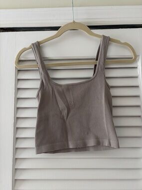 Together Ribbed Crop Tank Top in Grey